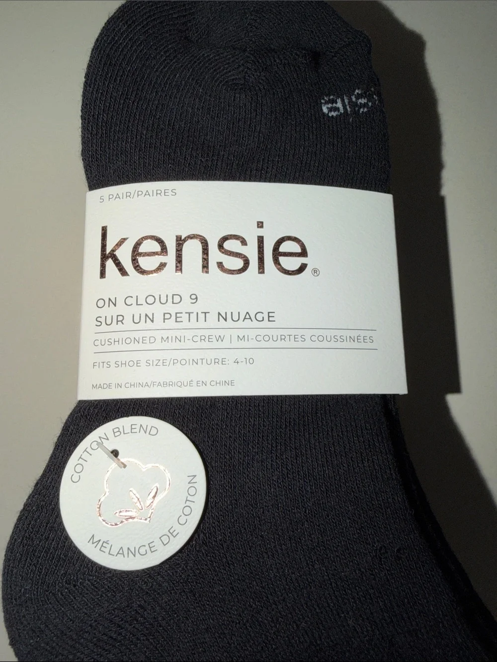 kensie Ladies 5 Pk On Cloud 9 Cotton Blend Naturally Breathable Mini-Crew Socks
